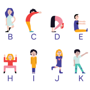 alphabet yoga poster and cards