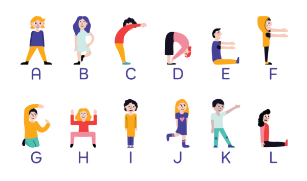 alphabet yoga poster and cards